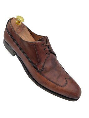 Vintage Silvano Sassetti Italy Mens 10 Brown Leather Dress Shoes Oxfords Wingtip